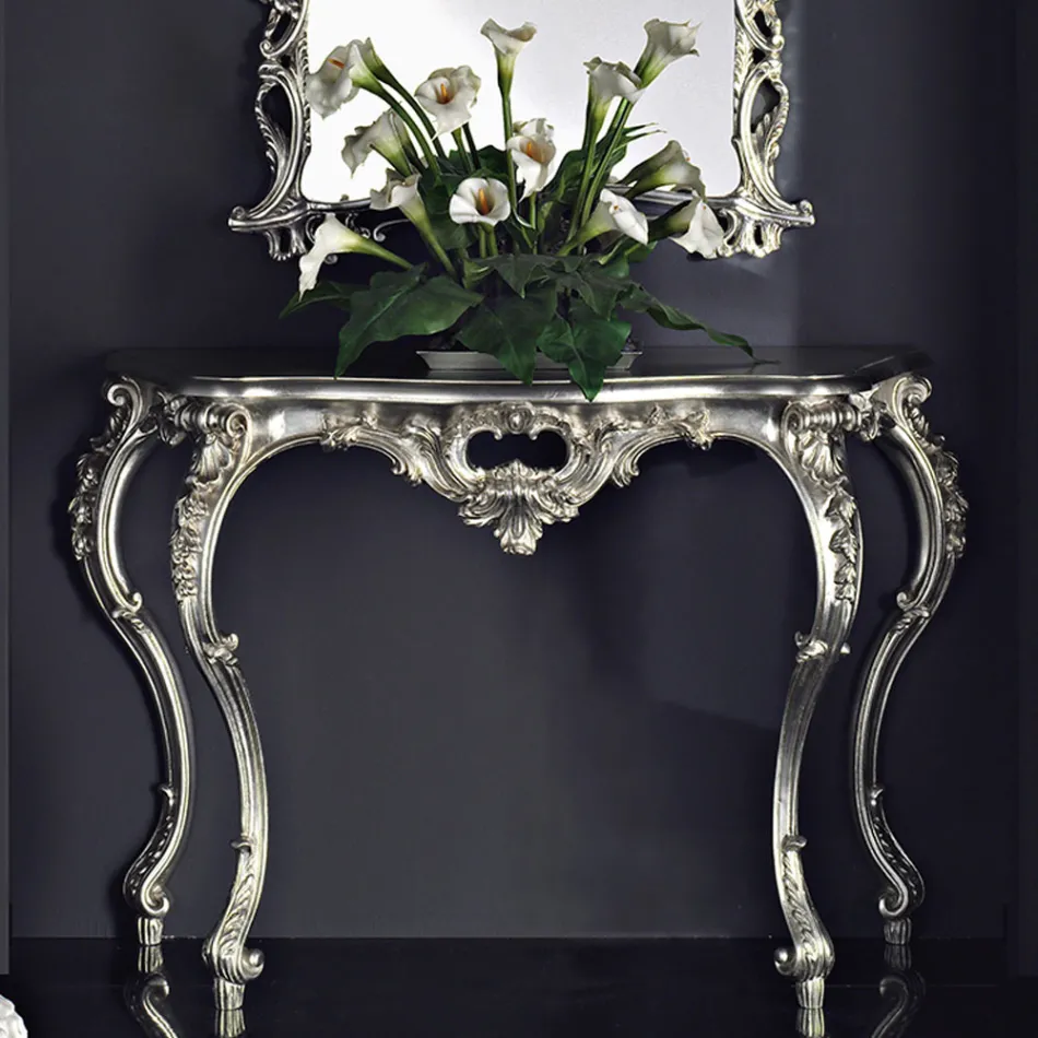 Mesa de consola com painel em MDF e decorações em várias cores, fabricada na Itália por Giacomo. Viadurini