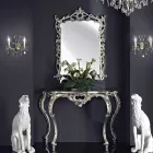 Mesa de consola com painel em MDF e decorações em várias cores, fabricada na Itália por Giacomo. Viadurini