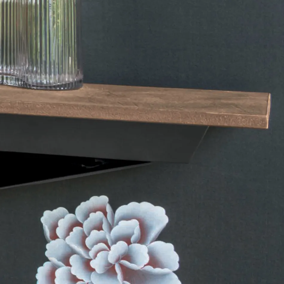 Consola com tampo efeito argamassa e base metálica fabricada em Itália - Timedio Viadurini