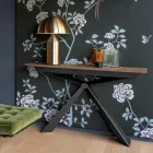 Consola com tampo efeito argamassa e base metálica fabricada em Itália - Timedio Viadurini