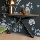 Consola com tampo efeito argamassa e base metálica fabricada em Itália - Timedio Viadurini