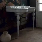 Console de banheiro clássico tigela dupla feita na Itália, Magda Viadurini