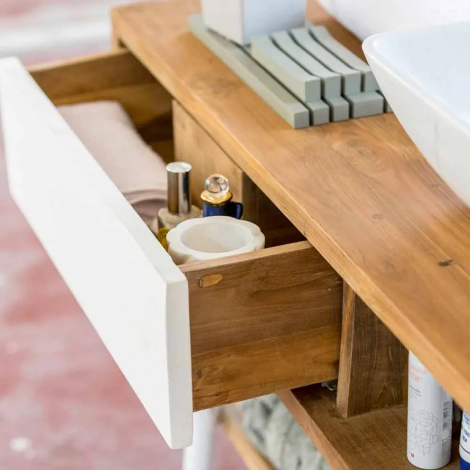 Design moderno banheiro consola tabela em Pistoia teca natural Viadurini