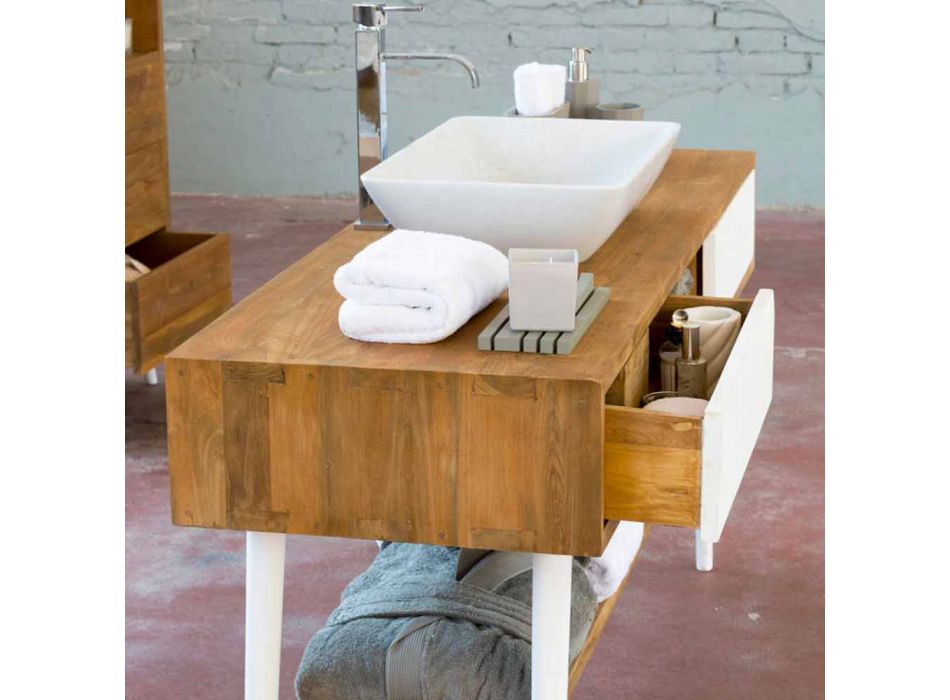 Design moderno banheiro consola tabela em Pistoia teca natural Viadurini
