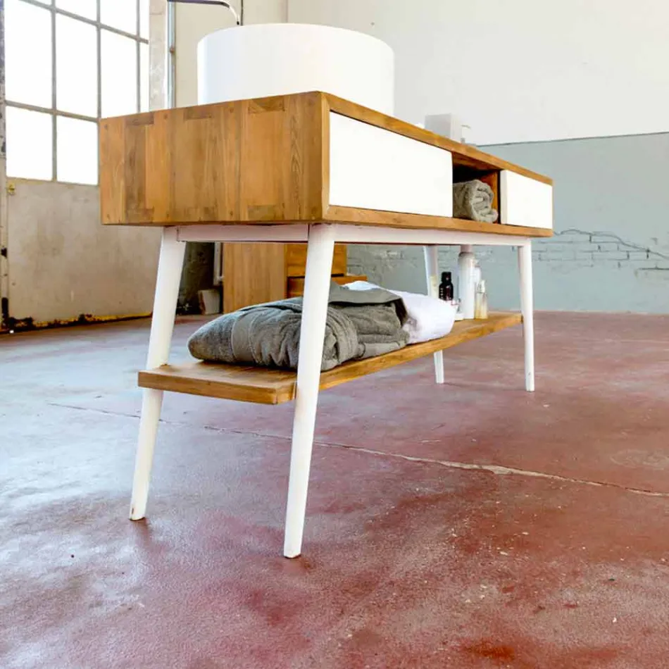 Design moderno banheiro consola tabela em Pistoia teca natural Viadurini