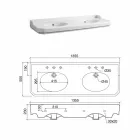 Consola de banho L 135 cm com lavatório duplo em cerâmica Made in Italy - Nausica Viadurini