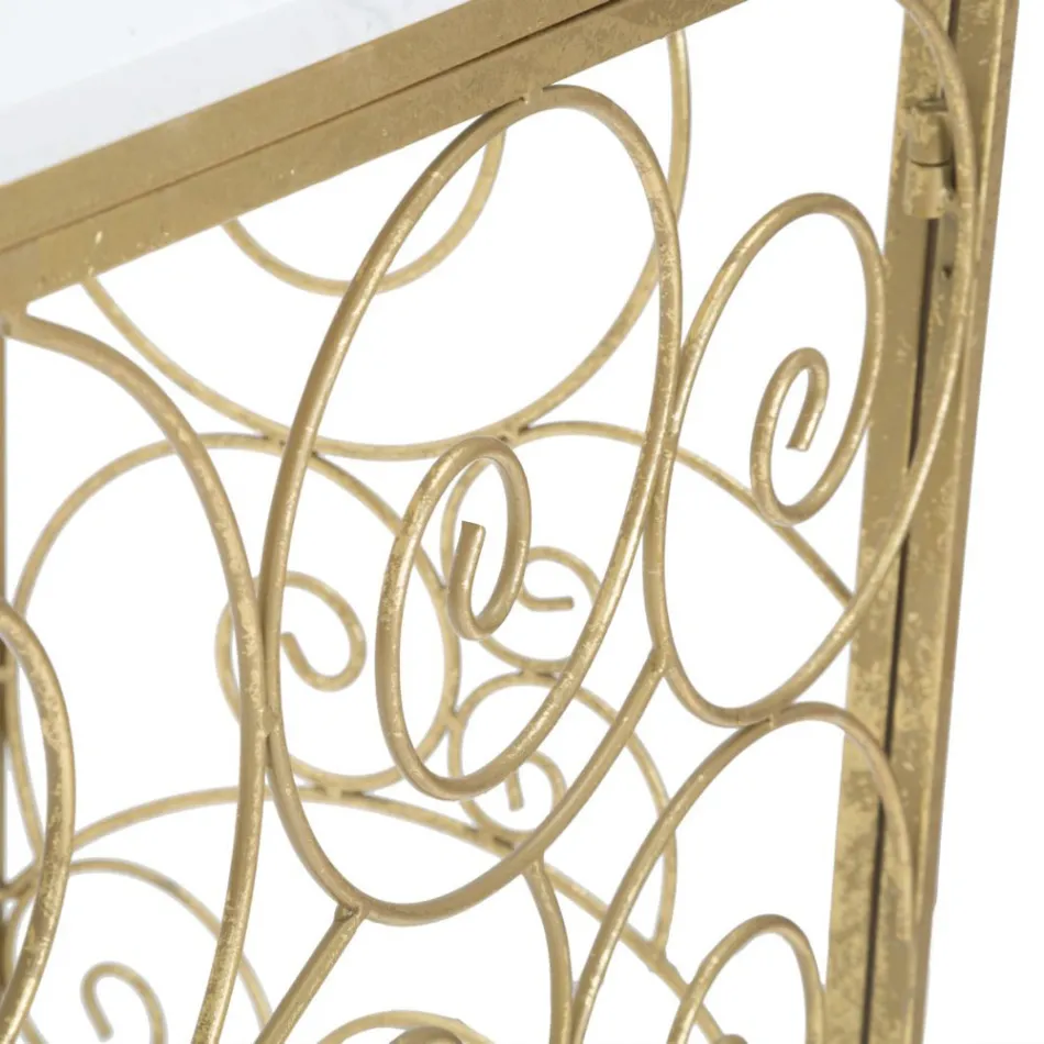 Console de Entrada em Ferro com Acabamento Dourado e Tampo em Mármore - Carlotta Viadurini