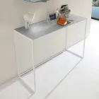 Console de metal para sala com tampo de cristal feito na Itália - Iridio Viadurini