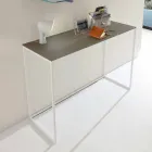 Console de metal para sala com tampo de cristal feito na Itália - Iridio Viadurini
