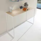 Console de metal para sala com tampo de cristal feito na Itália - Iridio Viadurini