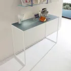 Console de metal para sala com tampo de cristal feito na Itália - Iridio Viadurini