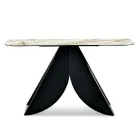 Mesa de consola Cristina em metal com tampo em cerâmica com efeito mármore para sala de estar Viadurini