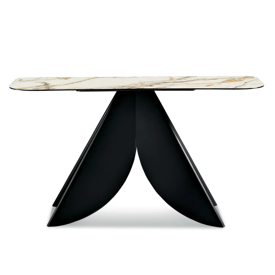 Mesa de consola Cristina em metal com tampo em cerâmica com efeito mármore para sala de estar Viadurini