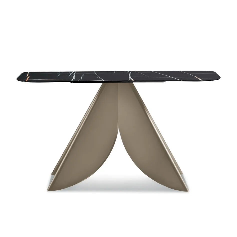 Mesa de consola Cristina em metal com tampo em cerâmica com efeito mármore para sala de estar Viadurini