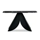 Mesa de consola Cristina em metal com tampo em cerâmica com efeito mármore para sala de estar Viadurini