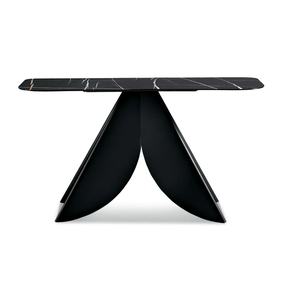 Mesa de consola Cristina em metal com tampo em cerâmica com efeito mármore para sala de estar Viadurini