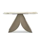 Mesa de consola Cristina em metal com tampo em cerâmica com efeito mármore para sala de estar Viadurini