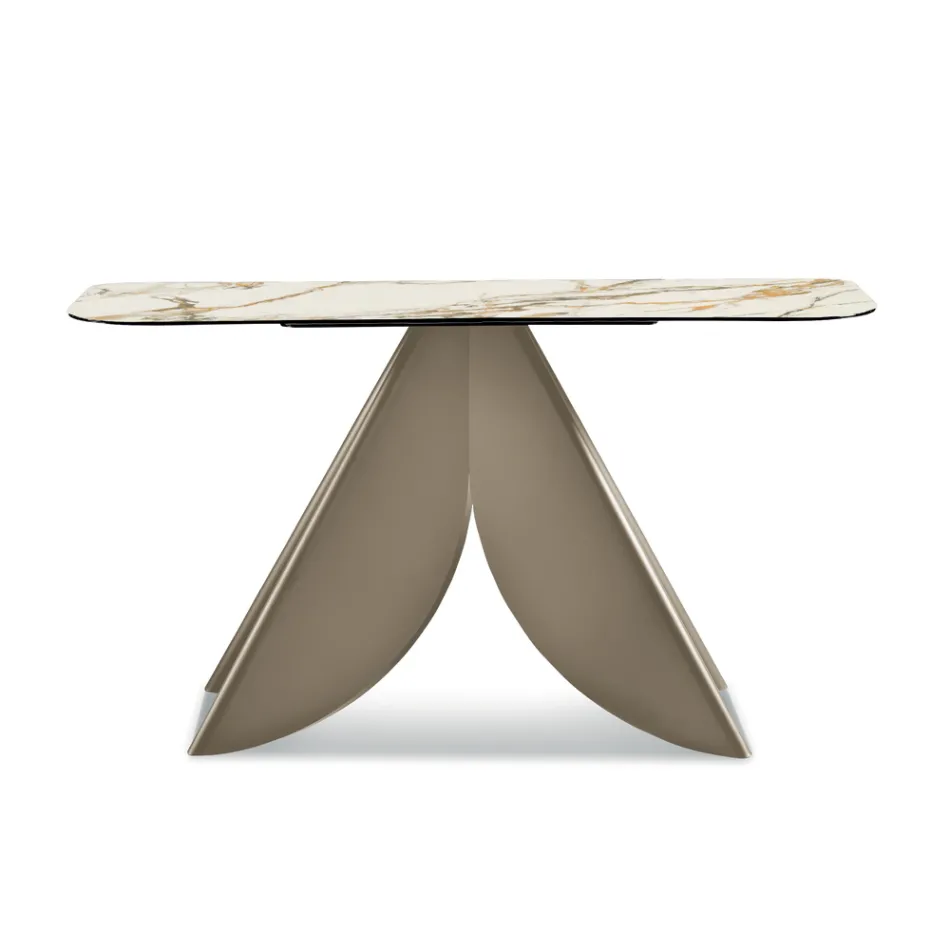 Mesa de consola Cristina em metal com tampo em cerâmica com efeito mármore para sala de estar Viadurini