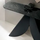 Mesa de console para sala de estar em metal com tampo de vidro martelado prateado - Cristina Viadurini