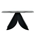 Mesa de console para sala de estar em metal com tampo de vidro martelado prateado - Cristina Viadurini