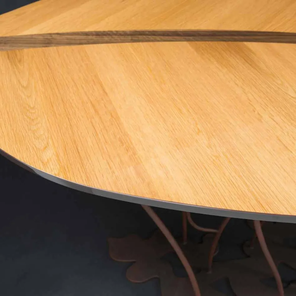 Consola de design com folheado de carvalho e artesanato de nogueira Fenice Viadurini