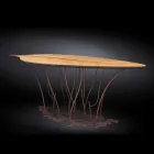 Consola de design com folheado de carvalho e artesanato de nogueira Fenice Viadurini