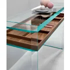 Console de design em vidro extra-claro com bandeja Made in Italy - Imperative Viadurini