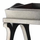 Console de design moderno com bandeja em couro de pônei cinza de Felicia Viadurini
