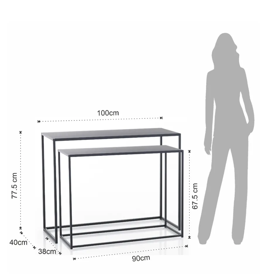 Consola Dupla em Aço Antracite - Ósmio Viadurini