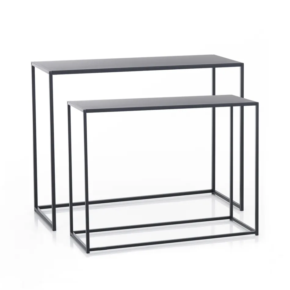 Consola Dupla em Aço Antracite - Ósmio Viadurini