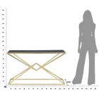 Console dourado com estrutura metálica e tampo de vidro preto - Eritreia Viadurini