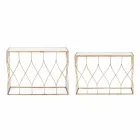 Console Elegante em Aço e Vidro de Design Moderno e Glamour 2 Peças - Irene Viadurini