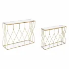 Console Elegante em Aço e Vidro de Design Moderno e Glamour 2 Peças - Irene Viadurini