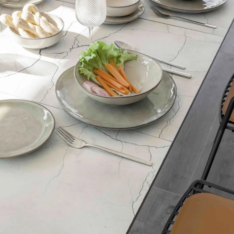 Console Extensível Externo com Base Metálica e Topo Hpl - Aghetto Viadurini