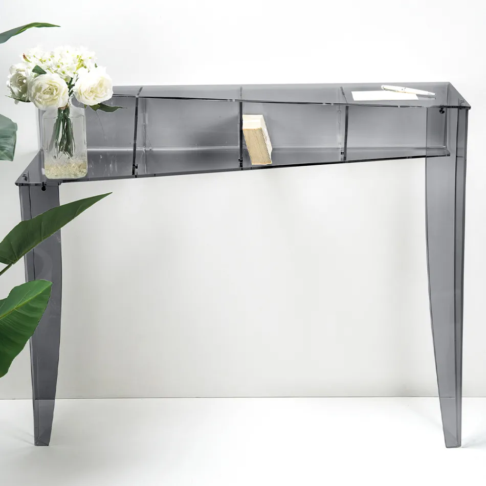 Console Fixo com 4 Compartimentos para Armazenamento de Objetos em PMMA Fabricado na Itália - Aladdin Viadurini