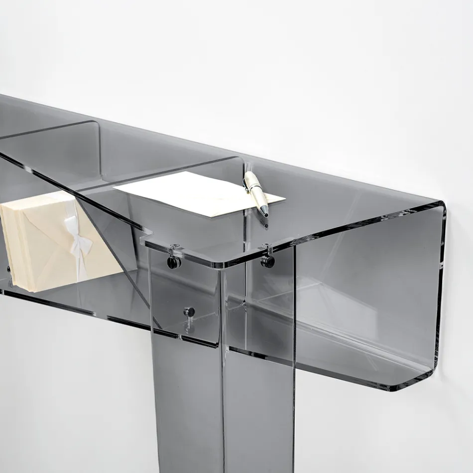 Console Fixo com 4 Compartimentos para Armazenamento de Objetos em PMMA Fabricado na Itália - Aladdin Viadurini