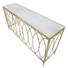 Consola Fixa de Entrada em Ferro Dourado com Tampo em Vidro - Primula Viadurini