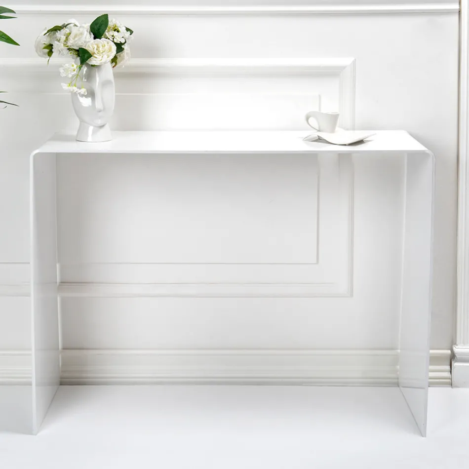 Console Fixo em Plexiglass Branco ou Fumado Fabricado na Itália - Genio Viadurini