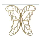 Console de ferro com acabamento dourado com tampo de vidro transparente - Farella Viadurini