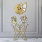 Console de ferro com acabamento dourado com tampo de vidro transparente - Farella Viadurini