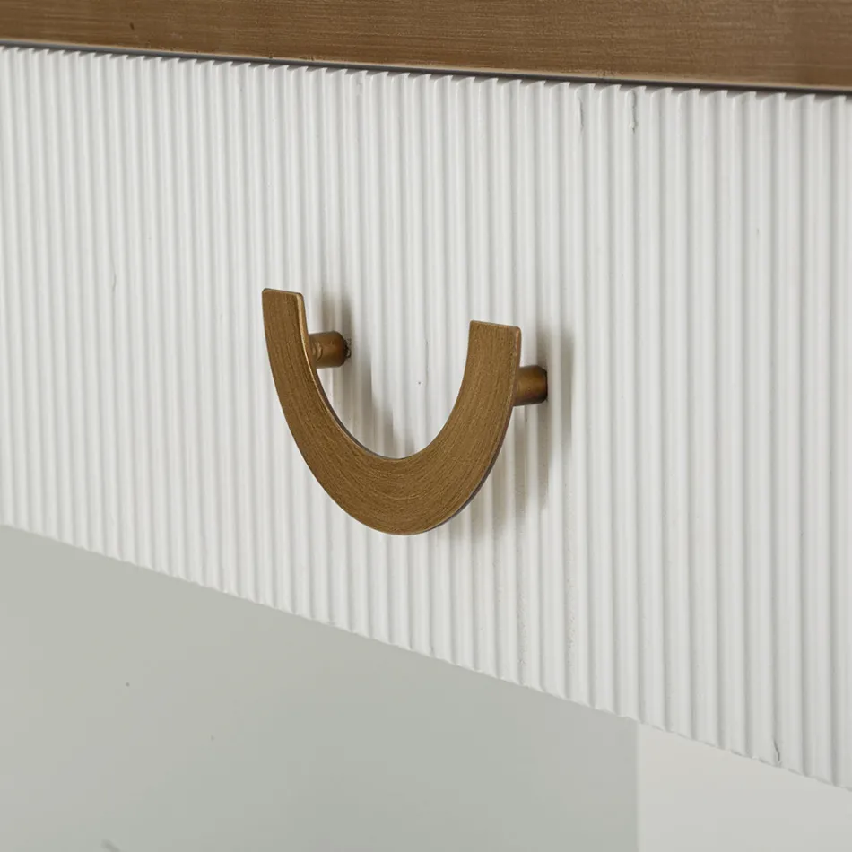 Console de madeira com tampo e encaixes com desenho arredondado e gaveta - Rachel Viadurini