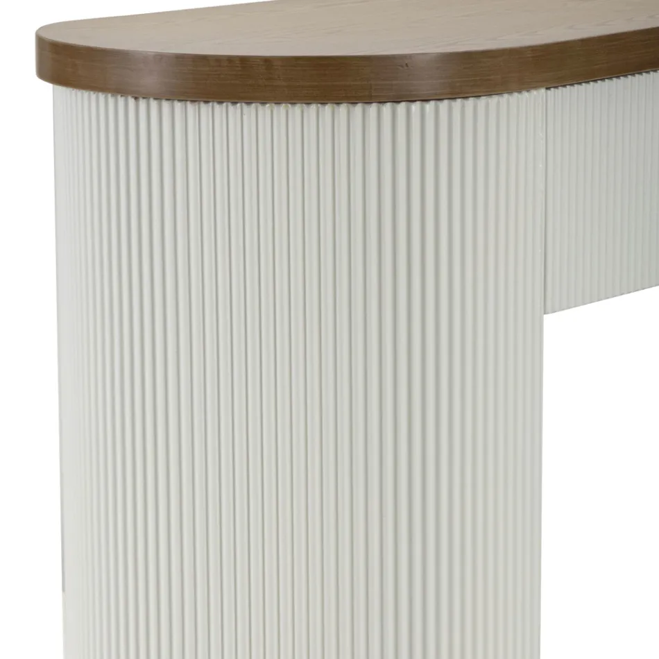 Console de madeira com tampo e encaixes com desenho arredondado e gaveta - Rachel Viadurini