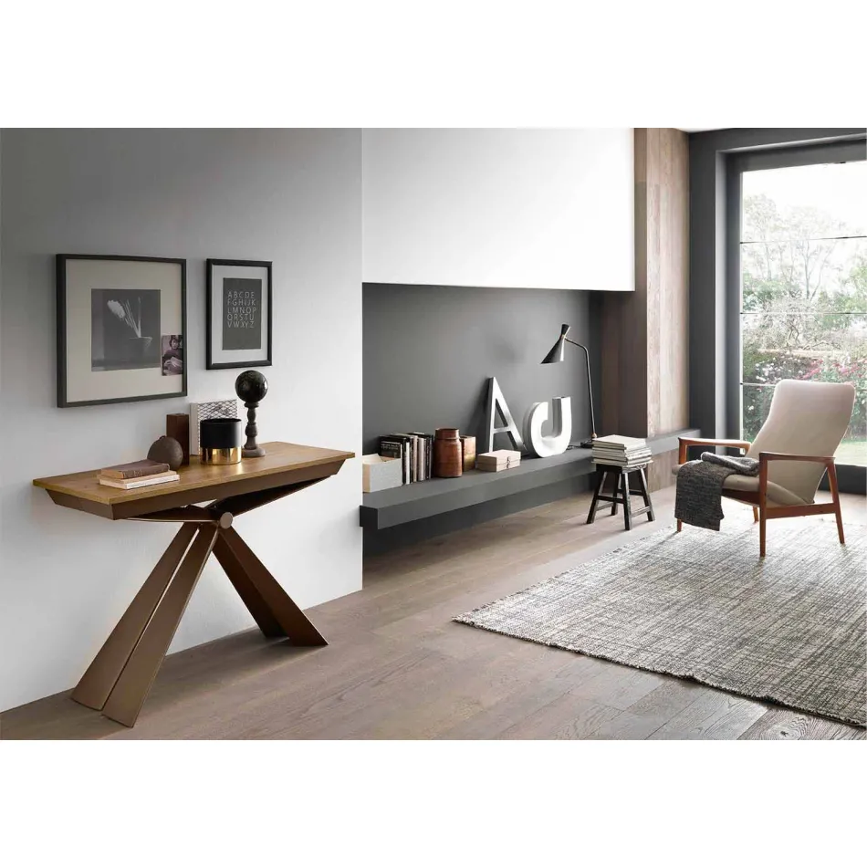 Console em Madeira e Metal Extensível até 295 cm Fabricado na Itália - Timedio Viadurini