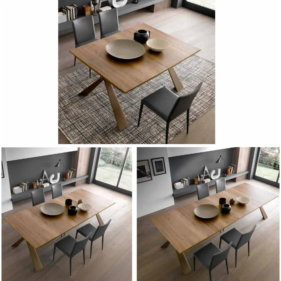 Console em Madeira e Metal Extensível até 295 cm Fabricado na Itália - Timedio Viadurini