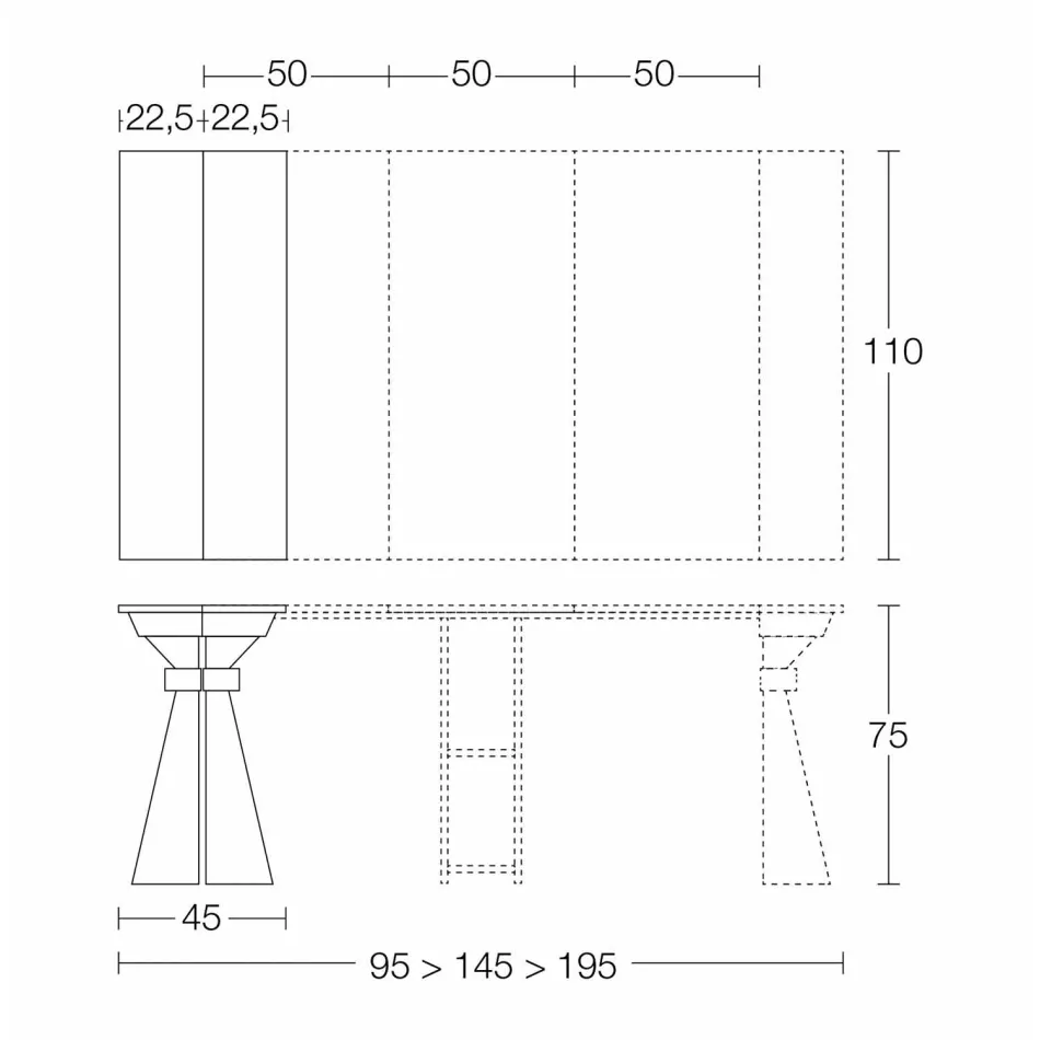 Console em Madeira e Metal Extensível até 295 cm Fabricado na Itália - Timedio Viadurini