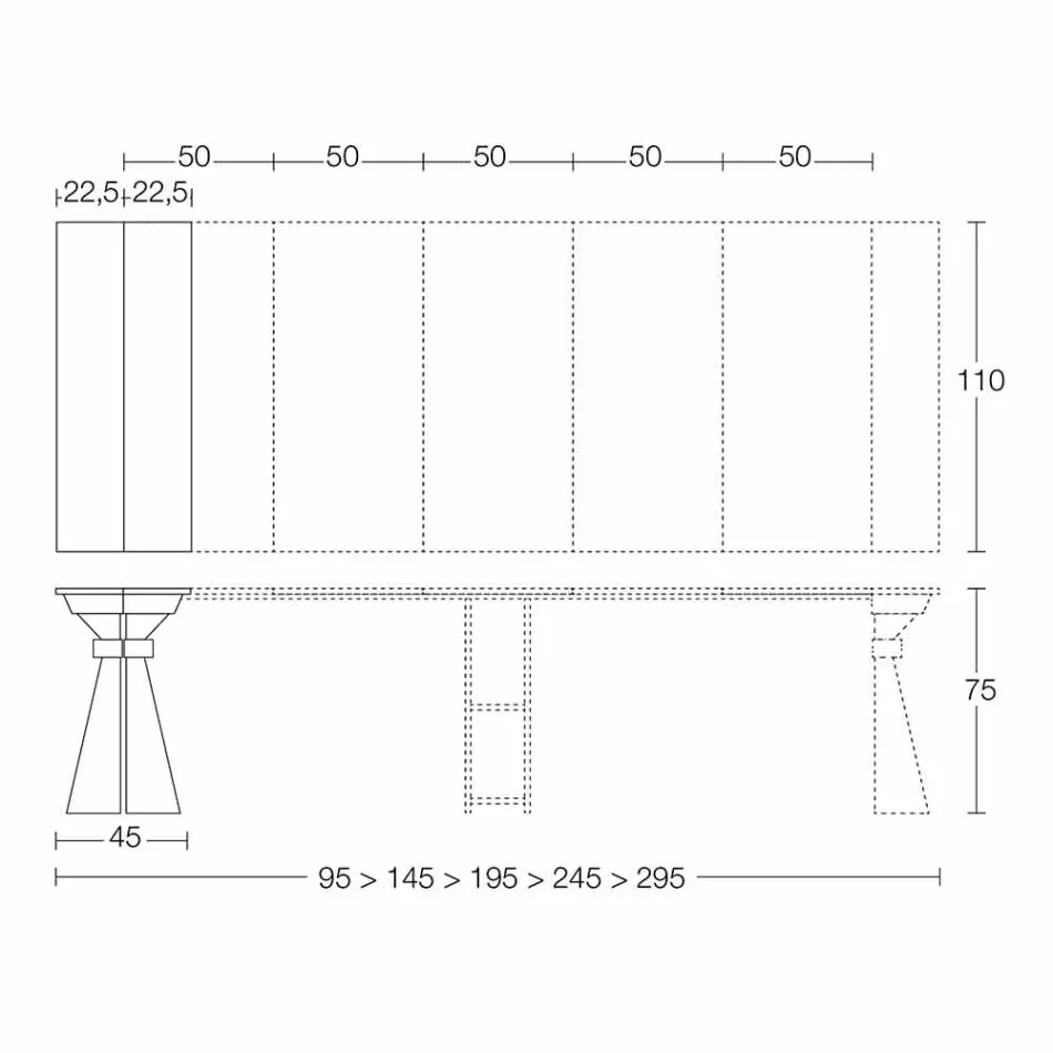 Console em Madeira e Metal Extensível até 295 cm Fabricado na Itália - Timedio Viadurini