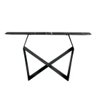 Mesa de consola Concordia em metal com tampo em cerâmica com efeito mármore, fabricada na Itália. Viadurini