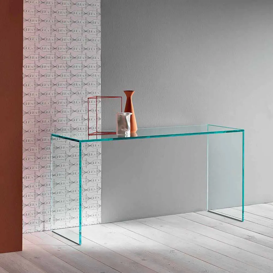 Console em vidro extra claro Design minimalista elegante 2 dimensões - Selex Viadurini