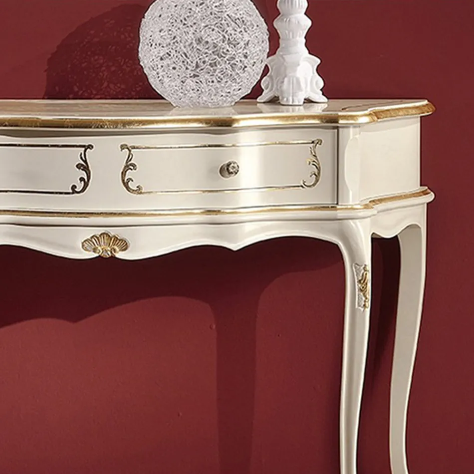 Consola de Entrada Clássica em Madeira com 1 Gaveta Made in Italy - Leonor Viadurini