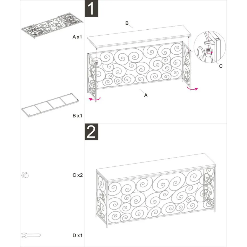 Console Golden Entrance com Estrutura de Ferro e Tampo em Mármore - Carlotta Viadurini
